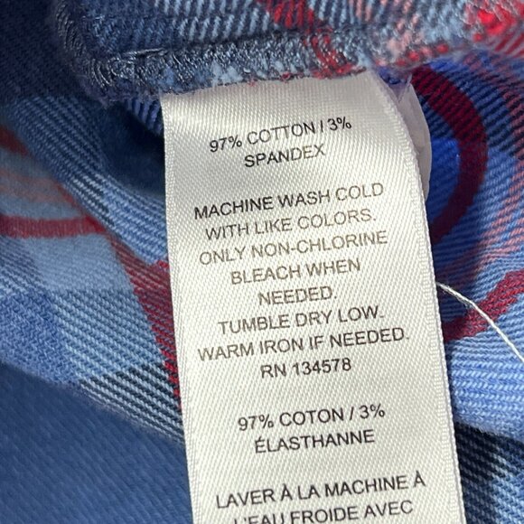 Vineyard Vines Shirt Womens 4 Long Sleeve Plaid Flannel Button Up Relaxed Blue - Picture 7 of 9